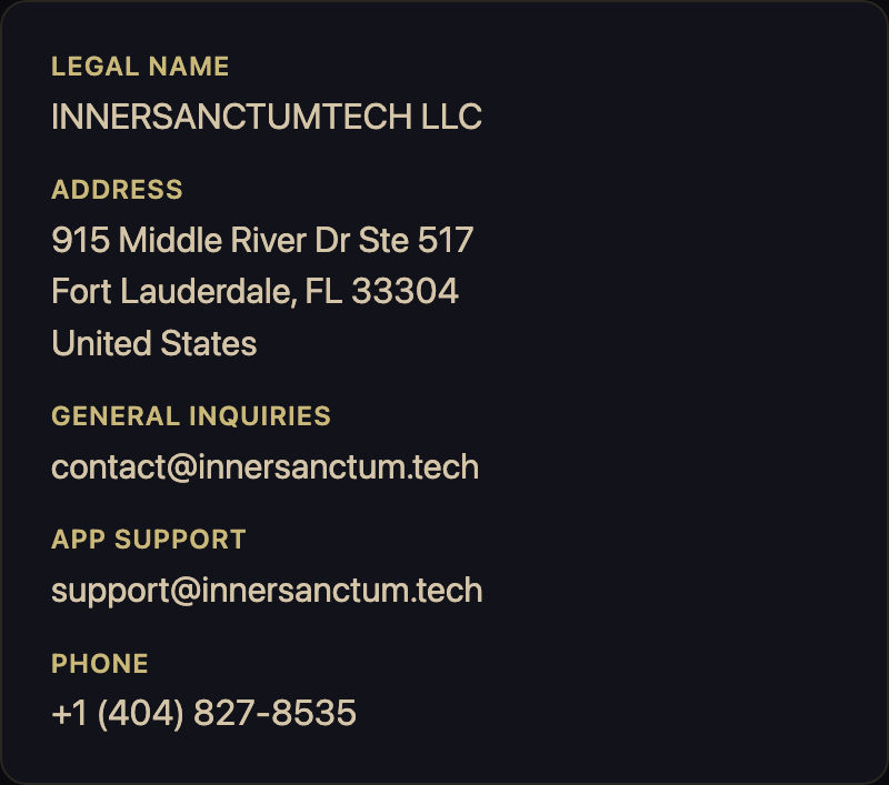 INNERSANCTUMTECH LLC company details: mailing address, email and phone number